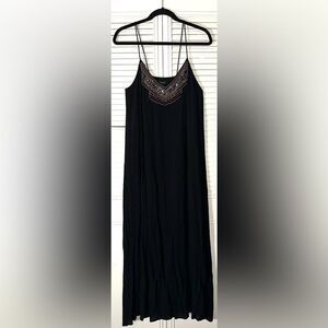 Atmosphere Dress Black Boho Beaded‎ Crinkle Maxi Size 10